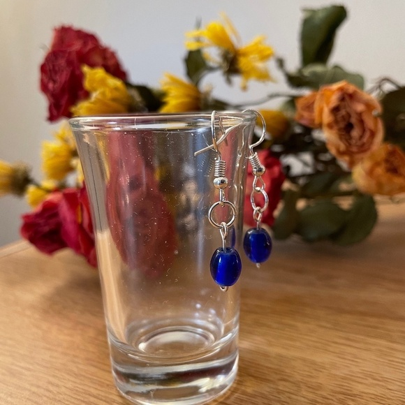 2/$15 Deep Blue Beaded Earrings - Picture 1 of 1